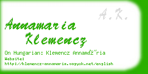 annamaria klemencz business card